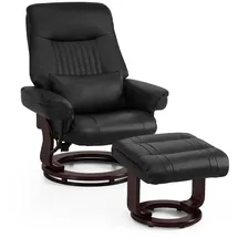 M MCombo Relaxsessel 9035 Kunstleder 82 x 107 x 143 cm Schwarz mit Hocker