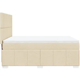 vidaXL Boxspringbett mit Matratze Creme 160x200 cm Stoff
