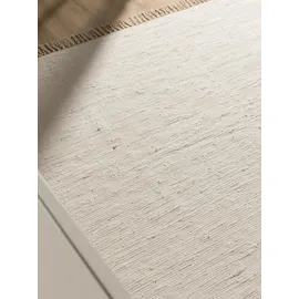 benuta basic Kurzflor Teppich aus recyceltem Material Tom Cream 70x120 cm - Moderner Kurzflor-Teppich für Fußbodenheizung geeignet,