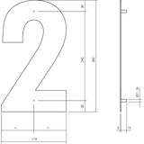 Intersteel Hausnummer 2 XL Edelstahl schwarz matt 300 mm