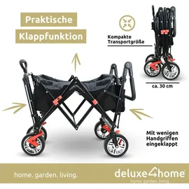deluxe4home Bollerwagen mit Dach faltbar schwarz/grau