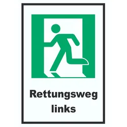 Rettungsweg links A6 (105x148mm) Schild