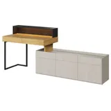 Feldmann-Wohnen Schreibtisch Teen Flex (Teen Flex, 1-St., Kinderzimmer-Set), 3-teilig Hickory Natur betonfarben Raw Steel braun