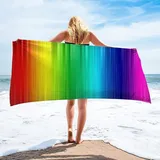 KATATI Regenbogen Strandtuch Kinder 70x150 cm, Weich Schnell Trocknen Microfaser Handtücher, 3D Strandhandtuch Regenbogen Badetuch Strandlaken Handtuch, Herren Frauen Badetücher