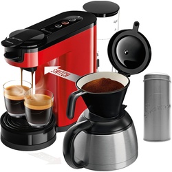 Philips Senseo Kaffeepadmaschine Switch HD6592/84, 1l Kaffeekanne, inkl. Kaffeepaddose im Wert von 9,90 € UVP rot