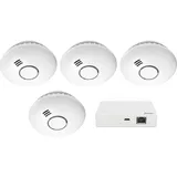 Alecto SMART-SMOKE10 SET 4 - Starterset Smart Zigbee Verbindungsstück mit 3 Smart Zigbee Rauchmeldern,
