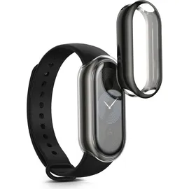kwmobile 2X Schutzhülle kompatibel mit Xiaomi Mi Band 9 / Smart Band 9 Hülle - Fullbody Cover Set aus Silikon - Transparent Schwarz
