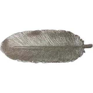 klein Deko Schale Blatt Feder lang länglich silber Tablett Schüssel Dekoobjekt 5