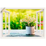 Artland Wandbild »Fensterblick Garten mit Gänseblümchen«, Blumen, (1 St.), als Alubild, Outdoorbild, Leinwandbild, Wandaufkleber, versch. Größen, weiß