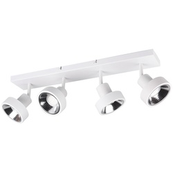 Deckenlampe Spotleuchte Spotlampe Wohnzimmerlampe, 4 flammig Spots beweglich, Metall weiß matt, 4x GU10 Fassungen, HxBxT 19x60x16cm