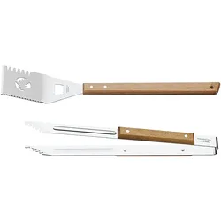 Tramontina Grillbesteck Set, 2-teilig, Grillzange, Grillwender, rostfreier Edelstahl, nachhaltige Holzgriffe