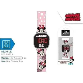 kids-euroswan Minnie LED-Digitaluhr 0 mm Kunststoff Rosa Silikonarmband Rosa