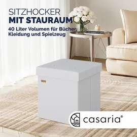 CASARIA CASARIA® Faltbarer Sitzhocker mit Stauraum Kunstleder Weiß