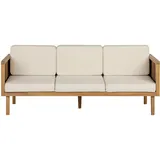 Beliani Gartensofa 3-Sitzer 200 x 80 x 75 cm Hellbraun
