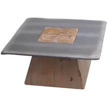 MCW Couchtisch MCW-L76, Wohnzimmertisch Beistelltisch, Industrial Massiv-Holz MVG, 60x60cm natur mit Metall-Optik