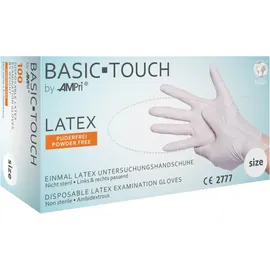 AMPri Handelsgesellschaft mbH Ampri BASIC-TOUCH Latexhandschuhe puderfrei, weiß | Box 100 Stück/Box