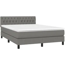 vidaXL Boxspringbett 140 x 200 cm Dunkelgrau