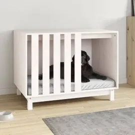 vidaXL Hundehütte 90 x 60 x 67 cm Holz Weiß