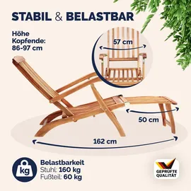 CASARIA Queen Mary Sonnenliege 169 x 54 x 95 cm braun klappbar