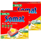 Somat All in 1 Extra Zitrone & Limette Spülmaschinen Tabs, 126 Tabs (2x 63 Tabs), Geschirrspül Tabs für strahlende Sauberkeit auch bei niedrigen Temperaturen, bekämpfen eingetrocknete Rückstände