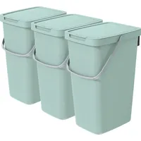Vidaathome.de Q-SYSTEMA Abfalleimer-Set 3 x 20 Liter – Türkis