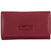 Money Maker Damen Portemonnaie Geldbörse Geldbeutel Leder 16 Karten 12137B, Farbe:Rot - Einheitsgröße