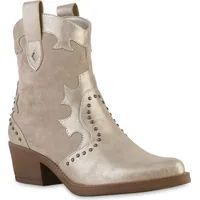 VAN HILL Cowboy Boots in Gold - Gold