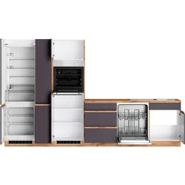 kochstation Winkelküche KS-Riesa L-Form 390 cm grau