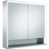 Keuco Royal Lumos Spiegelschrank 14302171304 Wandvorbau, silber eloxiert, Spiegelheizung, 2 kurze Türen, 800 x 735 x 165 mm