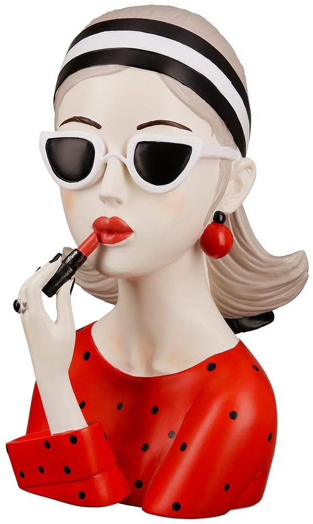 Poly Figur Lady - Elegante Dame mit rotem Lippenstift und Sonnenbrille
