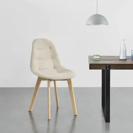 [en.casa] Esszimmerstuhl Kopparberg Stoffbezug Buche beige 6er Set