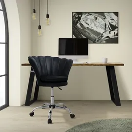 ML-Design Bürostuhl Schreibtischstuhl 360° drehbar mit Rückenlehne, Muscheldesign 68x68 cm Schwarz Metallgestell