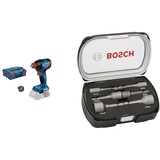 Bosch Professional Akku-Drehschlagschrauber GDX 18V-210 C (ohne Akkus und Ladegerät, inkl. 1 x Bluetooth Low Energy Modul GCY 42, L-BOXX 136) + 6tlg. Steckschlüssel-Set für Sechskantschrauben