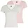 Tommy Hilfiger Tommy Jeans Damen 2er Pack T-Shirts Kurzarm mit V-Ausschnitt, Mehrfarbig (Ecru/Precious Pink), XS - XS