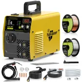 HAXIAOER 160A Schutzgas Schweissgerät MIG MAG, 4-in-1 Fülldraht Schweißgerät mit Fülldraht (FCAW)/MAG/MMA E-Hand/Lift TIG, Synergischem Drahtvorschub, IGBT, Fülldraht, Stahl Schweißdraht