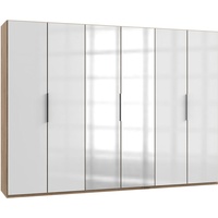 fresh to go Level 300 x 216 x 58 cm Plankeneiche Nachbildung/Weißglas mit Glas- und Spiegeltüren