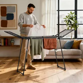 Tectake Wäscheständer 18 m schwarz