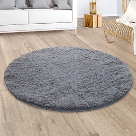 Paco Home "Silky 591", grau, Ø 80 Cm Rund