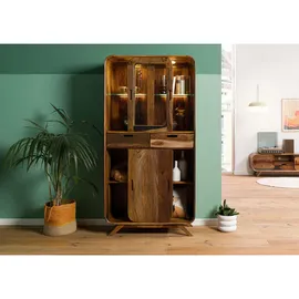 MASSIVMOEBEL24.DE Vitrine MAILAND 90 x 40 x 180 cm Dunkelbraun