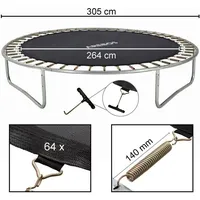 Trampolin Sprungmatte � 264 cm f�r Trampoline mit � 305 cm, 64 �sen und 140 mm Federl�nge Sprungtuch 150 kg belastbar 9-Fache Naht Polypropylen inkl.