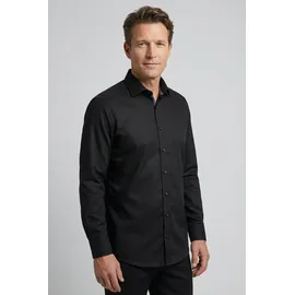 Olymp Businesshemd OLYMP Level Five body fit, Herren, Gr. 43, N-Gr, schwarz, 97% Baumwolle, 3% Elastolefin, Hemden, mit extralangem Arm