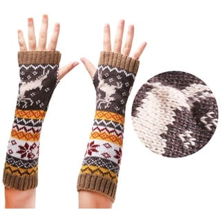 Amorar Winterhandschuhe Stricken Langen Arm wärmer Fäustlinge Fingerlose Armstulpen Daumenloch kaltes Wetter Stulpen Pulswärmer Armwärmer Muffs