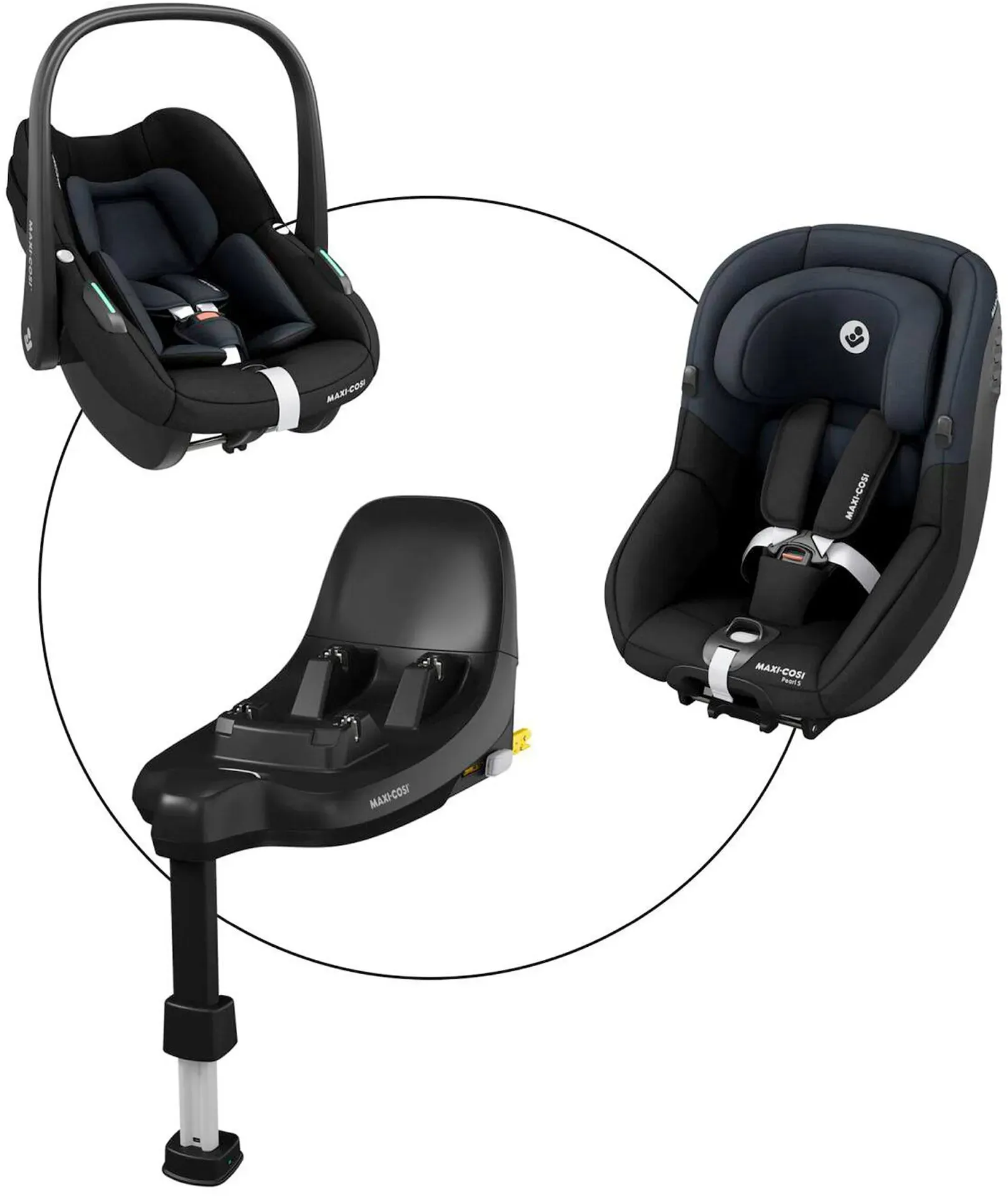 Maxi-Cosi Babyschale Pebble S inkl. Kindersitz Pearl und Isofix-Basis FamilyFix, schwarz