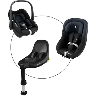 Maxi-Cosi Babyschale Pebble S inkl. Kindersitz Pearl und Isofix-Basis FamilyFix, schwarz
