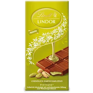 Lindt Schokolade LINDOR Pistazie | 100 g Tafel | Feinste Vollmilch-Schokolade mit einer unendlich zartschmelzenden Füllung mit Pistaziengeschmack | Schokoladentafel | Schokoladengeschenk