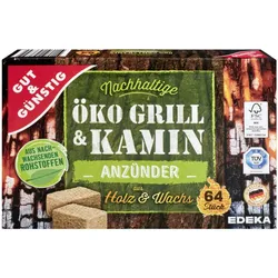 Gut& Günstig Öko Grill& Kamin Anzünder aus Holz& Wachs 64ST
