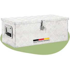 deluke DELUKE® Aluminiumbox mit Deckel Abschließbar Alubox Deichselbox Alu Anhängerbox Werkzeugkiste Transportbox Metallkiste, 70x31x27cm Silber