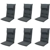 doppler® Hochlehnerauflage 6 er Set 940 Gartenstuhl Auflagen Kissen Polster für Hochlehner, (Spar-Set, 6 St., 6 Auflagen), für Hochlehner-Stühle schwarz