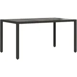 vidaXL Gartentisch mit Glasplatte 150 x 90 x 75 cm Schwarz