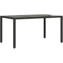 vidaXL Gartentisch mit Glasplatte 150 x 90 x 75 cm Schwarz